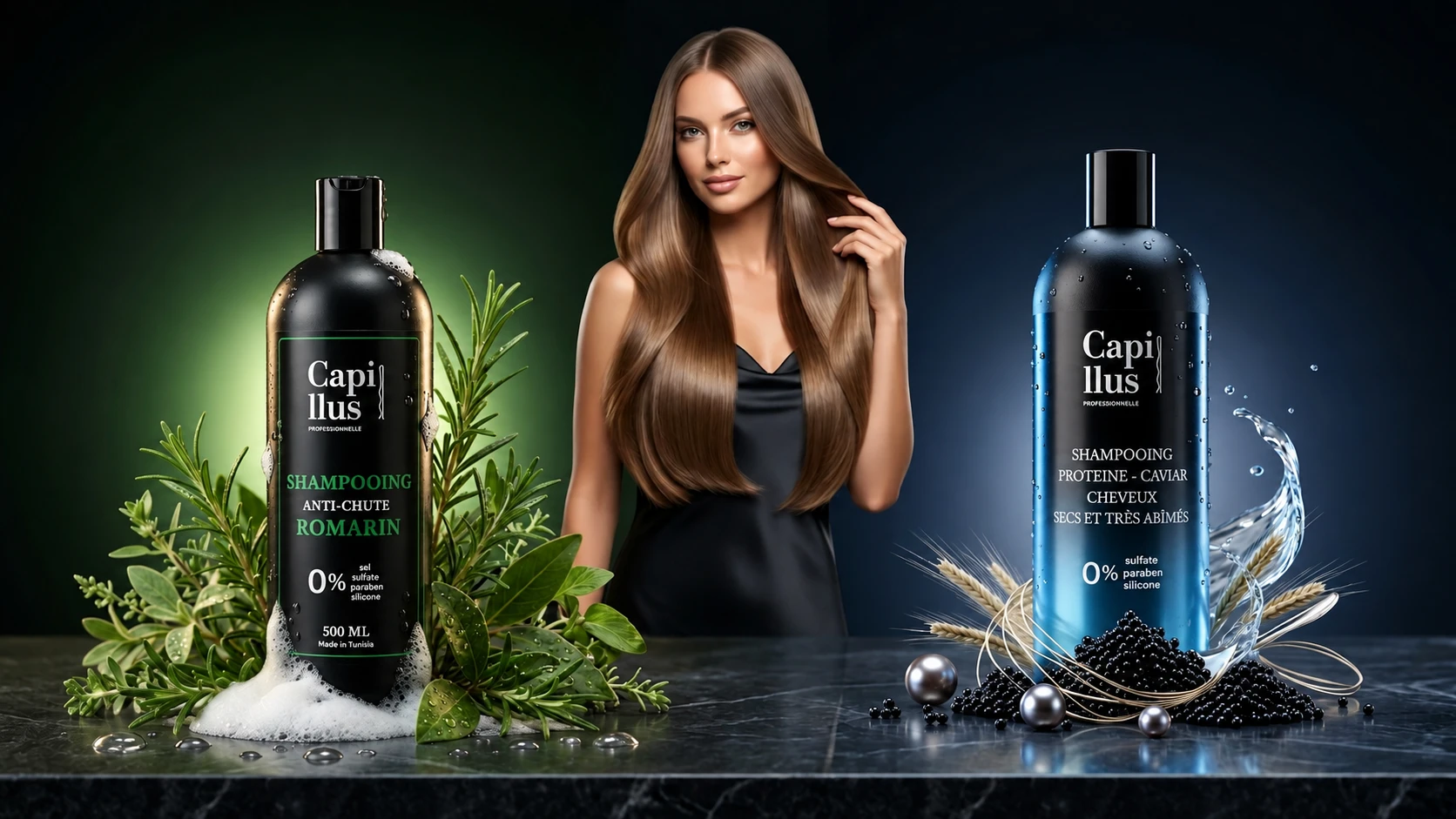 Bannière shampoing Capillus Professionnelle